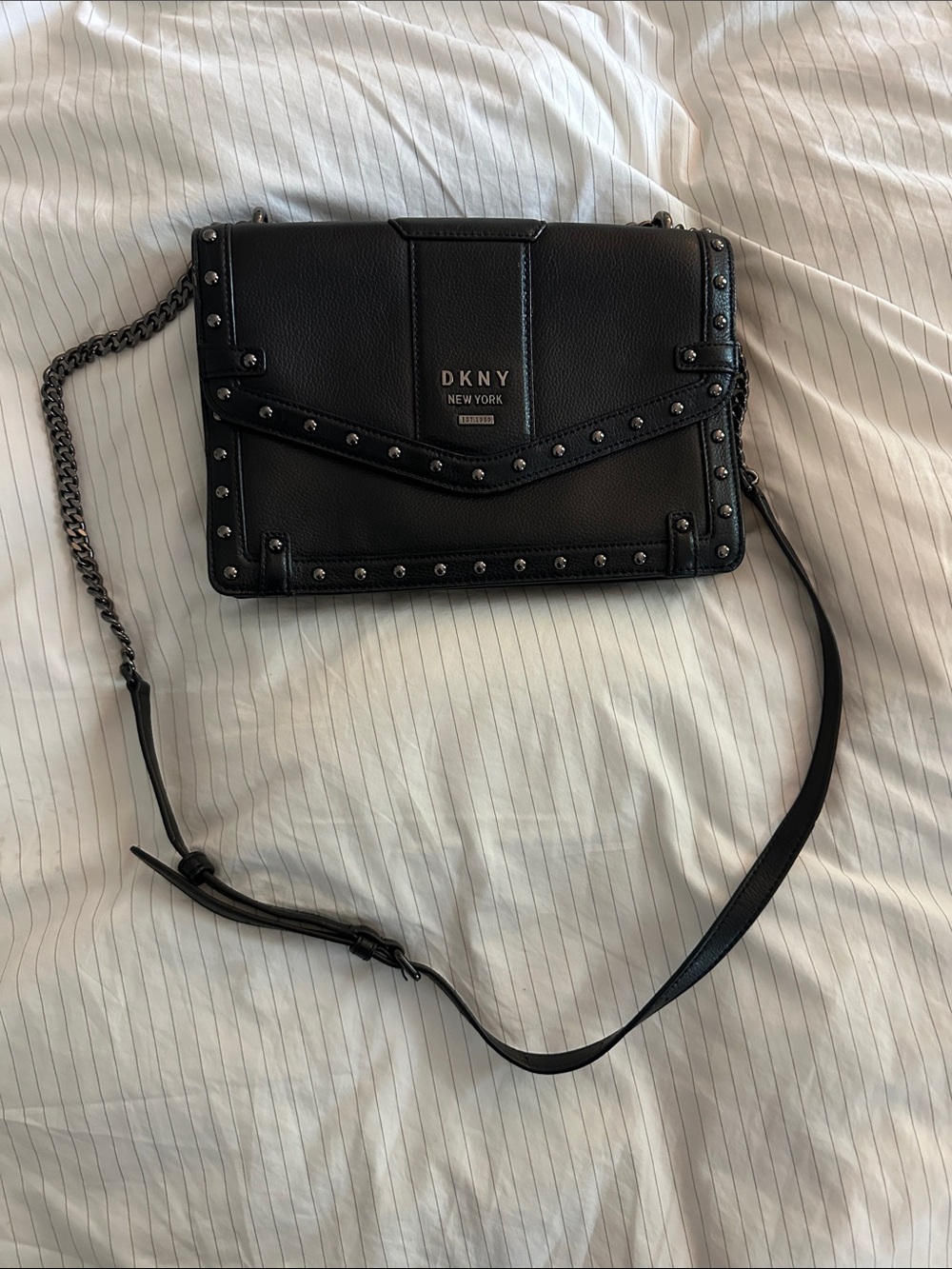 DKNY New York - Black Whitney Leather Crossbody Studded Shoulder Bag